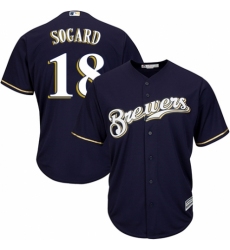Youth Majestic Milwaukee Brewers #18 Eric Sogard Replica White Alternate Cool Base MLB Jersey
