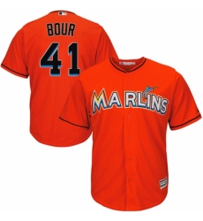 Men's Majestic Miami Marlins #41 Justin Bour Replica Orange Alternate 1 Cool Base MLB Jersey