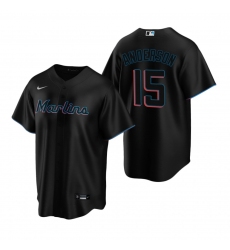 Men's Nike Miami Marlins #15 Brian Anderson Black Alternate Stitched Baseball Jersey