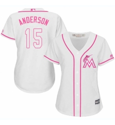 Women's Majestic Miami Marlins #15 Brian Anderson Authentic White Fashion Cool Base MLB Jersey