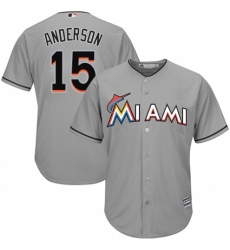 Youth Majestic Miami Marlins #15 Brian Anderson Replica Grey Road Cool Base MLB Jersey