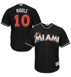 Youth Majestic Miami Marlins #10 JT Riddle Replica Black Alternate 2 Cool Base MLB Jersey