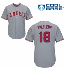 Men's Majestic Los Angeles Angels of Anaheim #18 Luis Valbuena Replica Grey Road Cool Base MLB Jersey