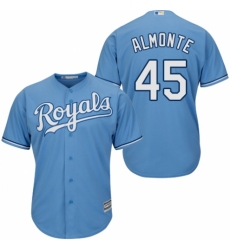 Men's Majestic Kansas City Royals #45 Abraham Almonte Replica Light Blue Alternate 1 Cool Base MLB Jersey