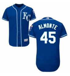 Men's Majestic Kansas City Royals #45 Abraham Almonte Royal Blue Alternate Flex Base Authentic Collection MLB Jersey