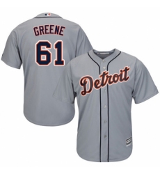 Men's Majestic Detroit Tigers #61 Shane Greene Replica Grey Road Cool Base MLB Jersey