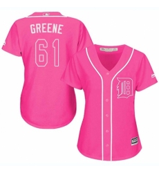 Women's Majestic Detroit Tigers #61 Shane Greene Replica Pink Fashion Cool Base MLB Jersey