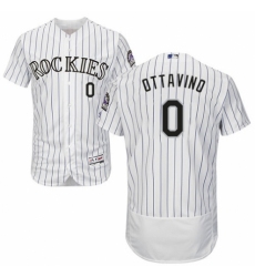 Men's Majestic Colorado Rockies #0 Adam Ottavino White Home Flex Base Authentic Collection MLB Jersey