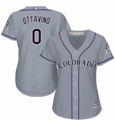 Women's Majestic Colorado Rockies #0 Adam Ottavino Replica Grey Road Cool Base MLB Jersey