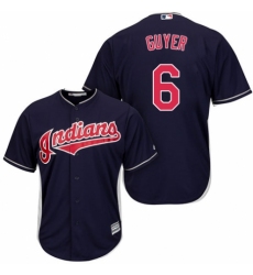 Youth Majestic Cleveland Indians #6 Brandon Guyer Authentic Navy Blue Alternate 1 Cool Base MLB Jersey