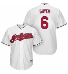 Youth Majestic Cleveland Indians #6 Brandon Guyer Replica White Home Cool Base MLB Jersey