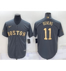 Men's Boston Red Sox #11 Rafael Devers Grey 2022 All Star Stitched Cool Base Nike Jersey
