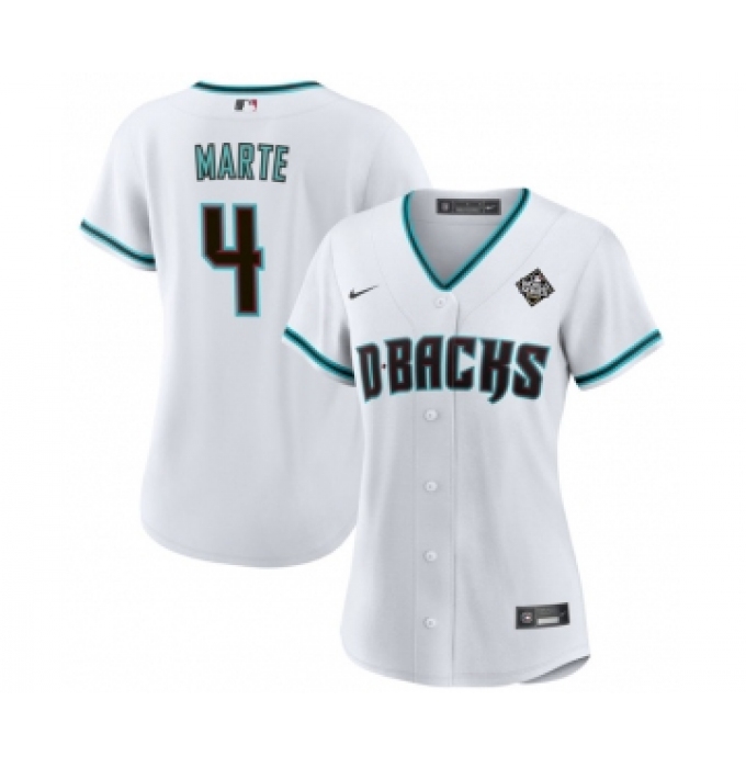 Women's Arizona Diamondbacks #4 Ketel Marte White 2023 World Series Stitched Baseball Jersey