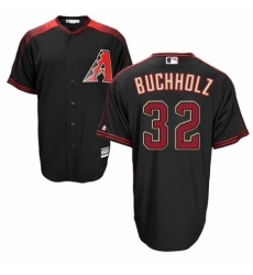 Men's Majestic Arizona Diamondbacks #32 Clay Buchholz Authentic Black/Brick Alternate Home Cool Base MLB Jersey