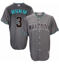 Men's Majestic Arizona Diamondbacks #3 Daniel Descalso Authentic Gray/Turquoise Cool Base MLB Jersey