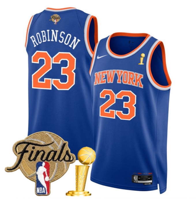 Men's New Yok Knicks #23 Mitchell Robinson Blue 2026 Finals And Finals Champions Icon Edition Stitched Basketball Jersey