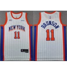 Men's New Yok Knicks #11 Jalen Brunson White 2024-25 City Edition Stitched Basketball Jersey