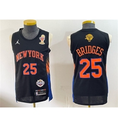 Men's New Yok Knicks #25 Mikal Bridges Black 2026 Finals Champions Statement Edition Stitched Jersey