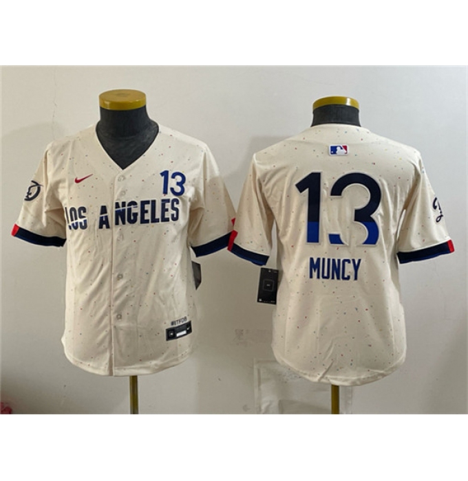Youth Los Angeles Dodgers #13 Max Muncy Cream 2024 City Connect Limited Stitched Baseball Jersey