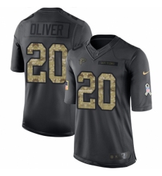 Men's Nike Atlanta Falcons #20 Isaiah Oliver Limited Black 2016 Salute to Service NFL Jersey