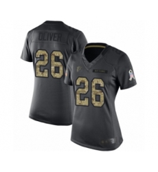 Women's Atlanta Falcons #26 Isaiah Oliver Limited Black 2016 Salute to Service Football Jersey