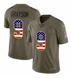 Men's Nike Atlanta Falcons #9 Garrett Grayson Limited Olive/USA Flag 2017 Salute to Service NFL Jersey