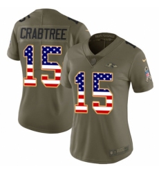 Women's Nike Baltimore Ravens #15 Michael Crabtree Limited Olive/USA Flag Salute to Service NFL Jersey
