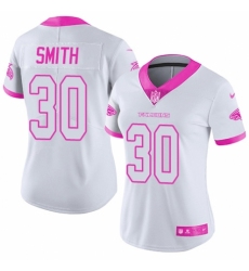 Women's Nike Atlanta Falcons #30 Ito Smith Limited White/Pink Rush Fashion NFL Jersey