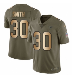 Youth Nike Atlanta Falcons #30 Ito Smith Limited Olive/Gold 2017 Salute to Service NFL Jersey