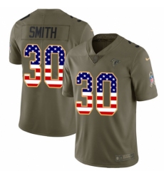 Youth Nike Atlanta Falcons #30 Ito Smith Limited Olive/USA Flag 2017 Salute to Service NFL Jersey
