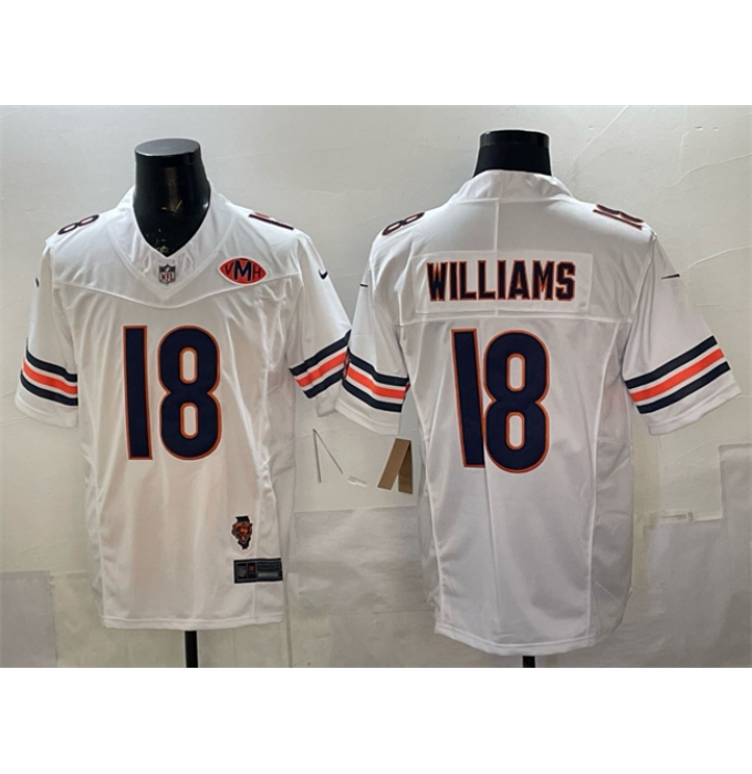Men's Chicago Bears #18 Caleb Williams White F.U.S.E. With Illinois and VMH Stitched Football Jersey