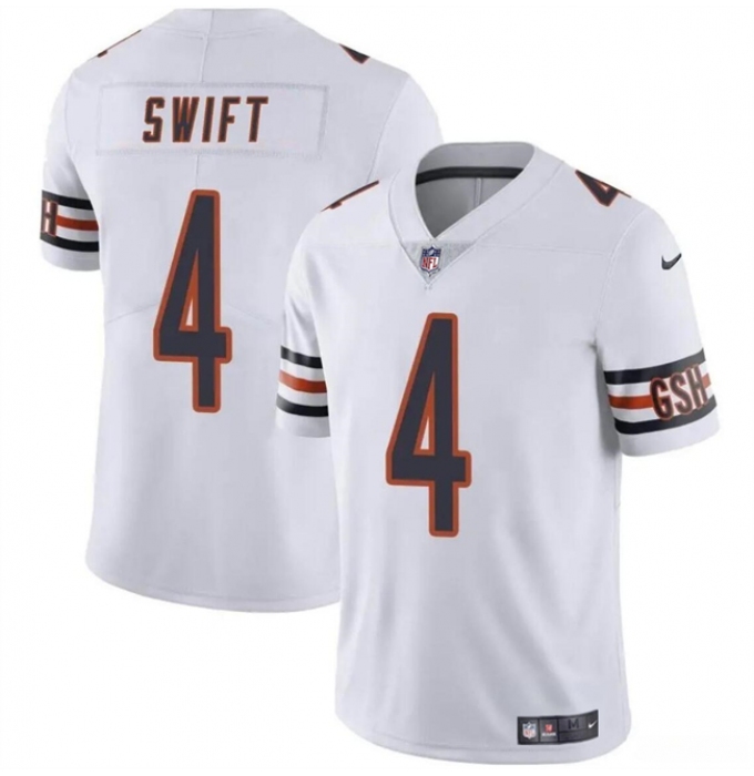 Men's Chicago Bears #4 D’Andre Swift White Vapor Football Stitched Jersey