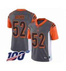 Youth Cincinnati Bengals #52 Preston Brown Limited Silver Inverted Legend 100th Season Football Jersey