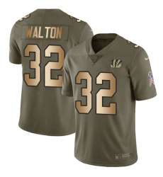 Youth Nike Cincinnati Bengals #32 Mark Walton Limited Olive Gold 2017 Salute to Service NFL Jersey