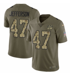Men's Nike Cincinnati Bengals #47 Malik Jefferson Limited Olive/Camo 2017 Salute to Service NFL Jersey