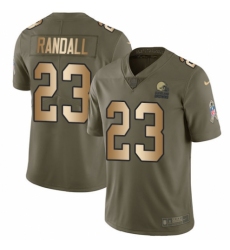 Youth Nike Cleveland Browns #23 Damarious Randall Limited Olive/Gold 2017 Salute to Service NFL Jersey