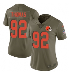 Women's Nike Cleveland Browns #92 Chad Thomas Limited Olive 2017 Salute to Service NFL Jersey