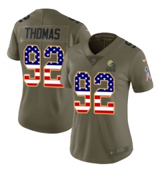 Women's Nike Cleveland Browns #92 Chad Thomas Limited Olive USA Flag 2017 Salute to Service NFL Jersey