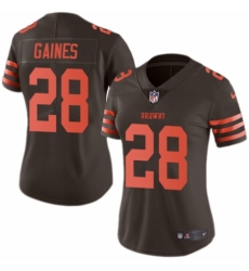 Women's Nike Cleveland Browns #28 E.J. Gaines Limited Brown Rush Vapor Untouchable NFL Jersey