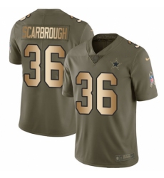 Youth Nike Dallas Cowboys #36 Bo Scarbrough Limited Olive/Gold 2017 Salute to Service NFL Jersey