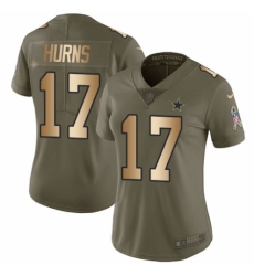 Women's Nike Dallas Cowboys #17 Allen Hurns Limited Olive/Gold 2017 Salute to Service NFL Jersey