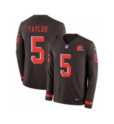 Men's Nike Cleveland Browns #5 Tyrod Taylor Limited Brown Therma Long Sleeve NFL Jersey