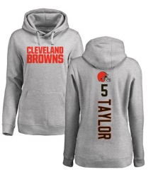 NFL Women's Nike Cleveland Browns #5 Tyrod Taylor Ash Pullover Hoodie