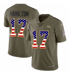 Men's Nike Denver Broncos #17 DaeSean Hamilton Limited Olive/USA Flag 2017 Salute to Service NFL Jersey