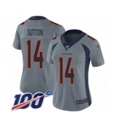 Women's Denver Broncos #14 Courtland Sutton Limited Silver Inverted Legend 100th Season Football Jersey