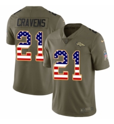 Men's Nike Denver Broncos #21 Su'a Cravens Limited Olive/USA Flag 2017 Salute to Service NFL Jersey