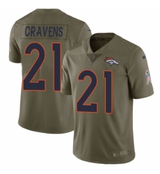 Youth Nike Denver Broncos #21 Su'a Cravens Limited Olive 2017 Salute to Service NFL Jersey