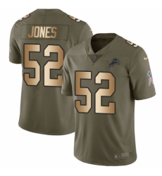 Men's Nike Detroit Lions #52 Christian Jones Limited Olive/Gold Salute to Service NFL Jersey