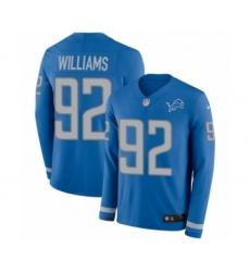 Youth Nike Detroit Lions #92 Sylvester Williams Limited Blue Therma Long Sleeve NFL Jersey