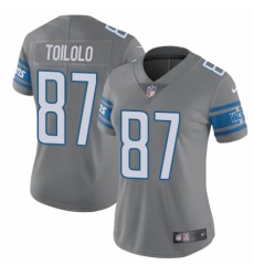 Women's Nike Detroit Lions #87 Levine Toilolo Limited Steel Rush Vapor Untouchable NFL Jersey